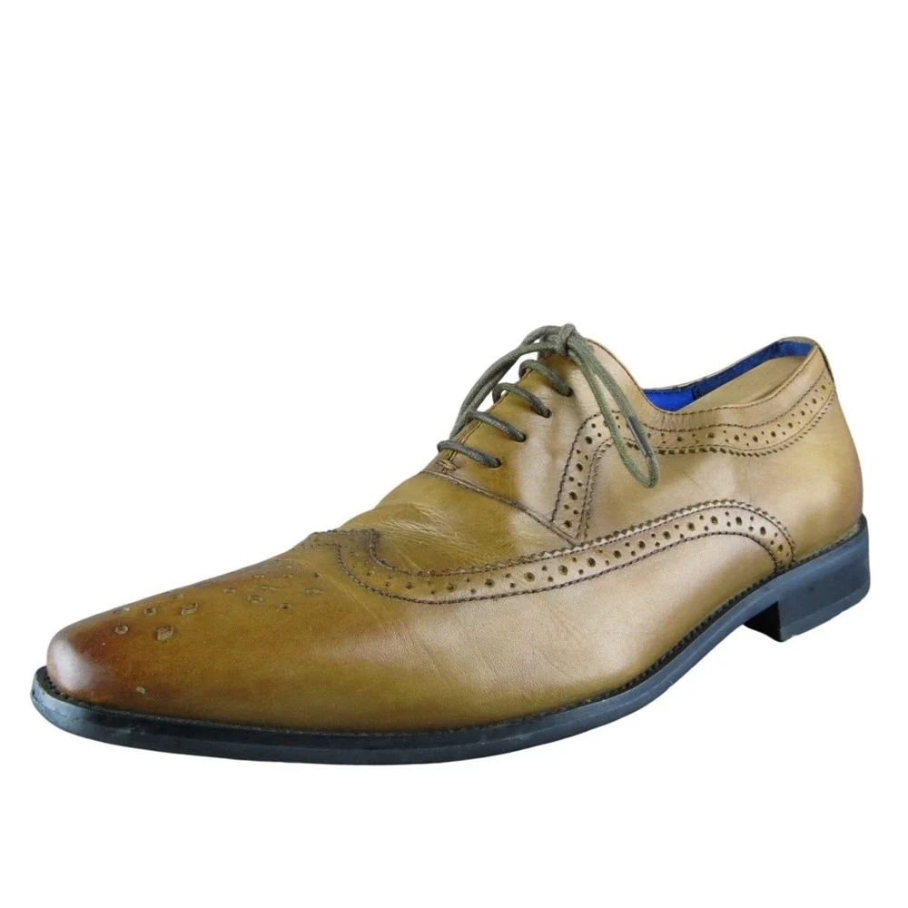 Bar III Royale Wingtip Men Brogues Shoes Size 10 Medium‎ Brown Leather Lace Up